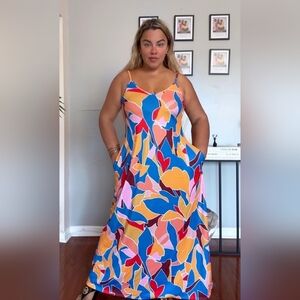 PINUP FASHION Sleeveless Summer Maxi Dress XL with Thin Straps Long Beach Dresse